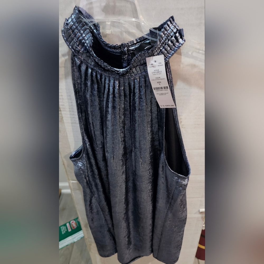 Blue Metallic Sleeveless Top Size 4
